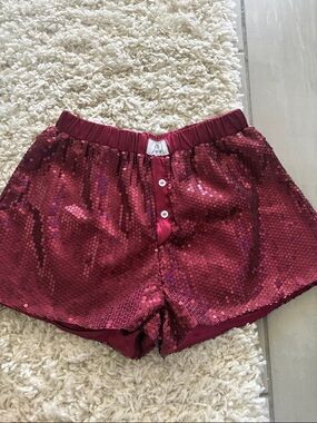 Parke Sequin Elastic-Waist Women’s Shorts - Burgundy